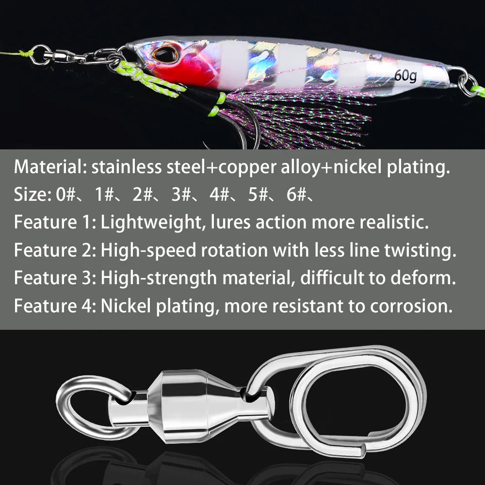 10Pcs Fishing Lure Bait Connector Stainless Steel High Quality Double Swivel Rings Oval Split Rings Fishing Tackle Accessories