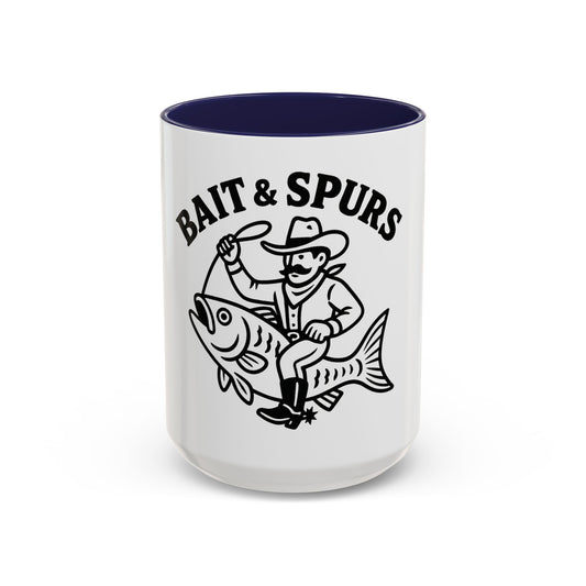 Bait & Spurs Coffee Mug — Cowboy Fishing Graphic Accent Mug (11/15oz)