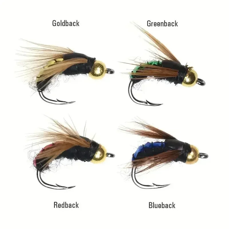 5 or 10PCS Fishing Grubs Artificial Insects Lures Fast Sinking Brass Bead Head Scud Fly Worm Trout Fishing Bait