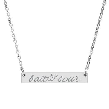 Engraved Horizontal Bar Necklace — Personalized Name & Message Pendant