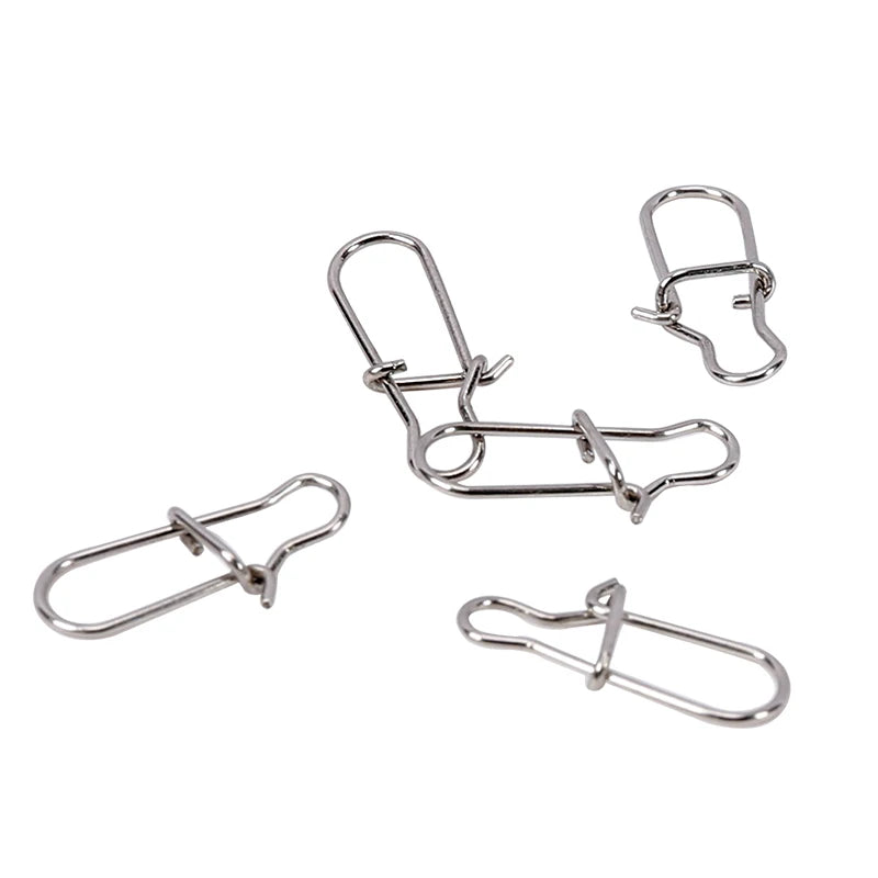 TSURINOYA Stainless Steel Fishing Snaps 50PCS Fastlock Clips Safety Pin Connector Accessories Tackle for Lures Hooks
