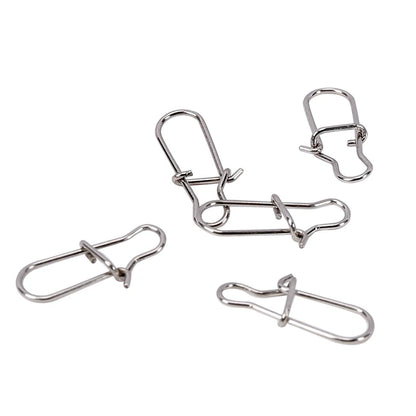 TSURINOYA Stainless Steel Fishing Snaps 50PCS Fastlock Clips Safety Pin Connector Accessories Tackle for Lures Hooks