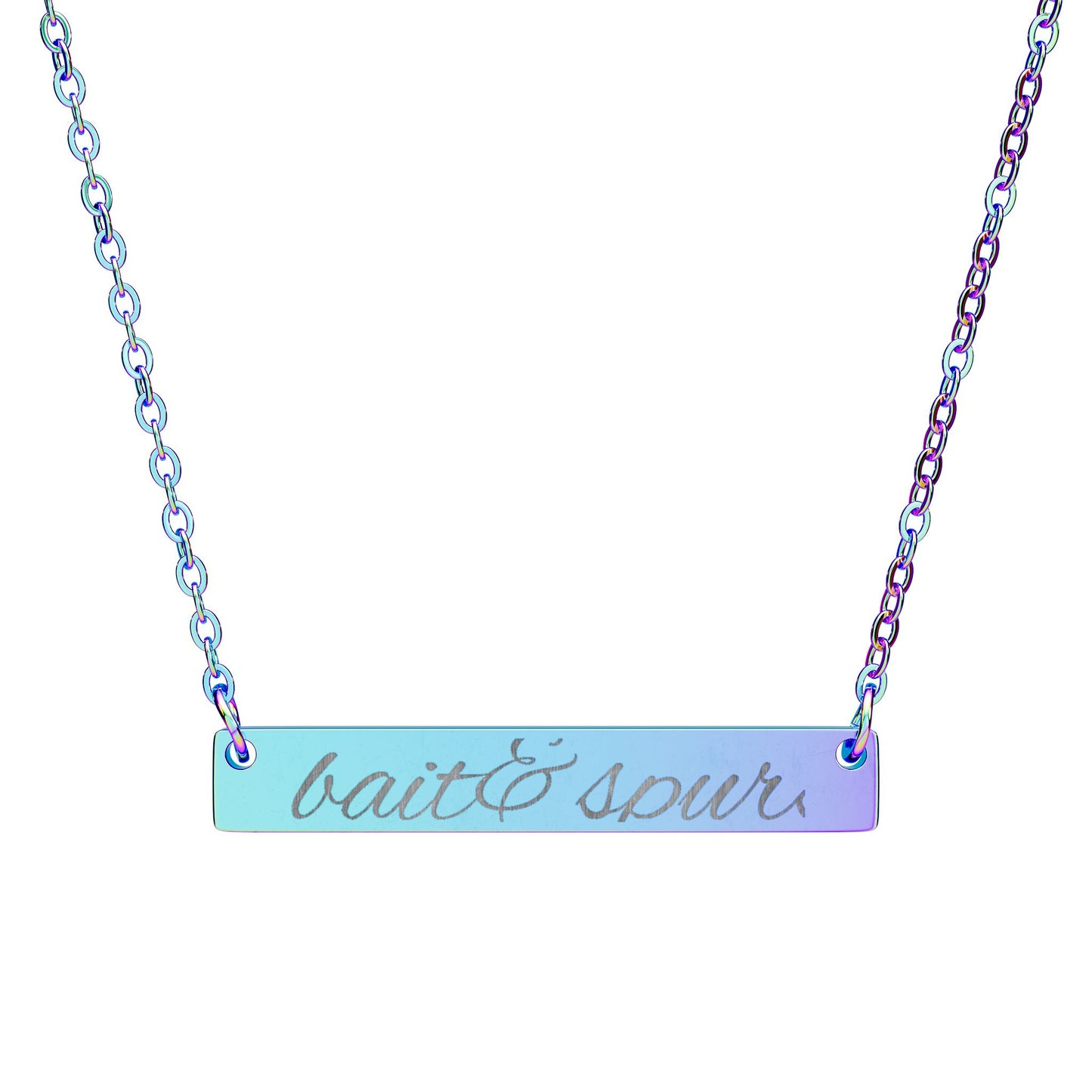 Engraved Horizontal Bar Necklace — Personalized Name & Message Pendant