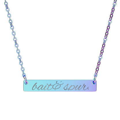 Engraved Horizontal Bar Necklace — Personalized Name & Message Pendant