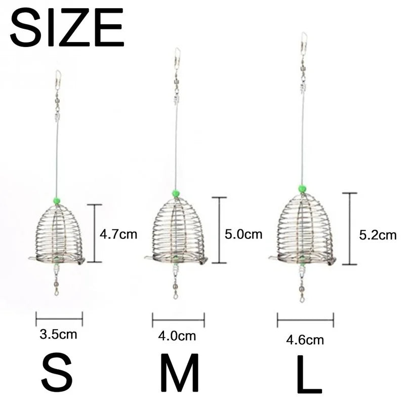 FLYSAND Fish Small Stainless Steel Bait Cage Basket Feeder HolderFishing Lure Cage Fishing Accessories Carp Fishing Bait Basket