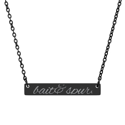 Engraved Horizontal Bar Necklace — Personalized Name & Message Pendant