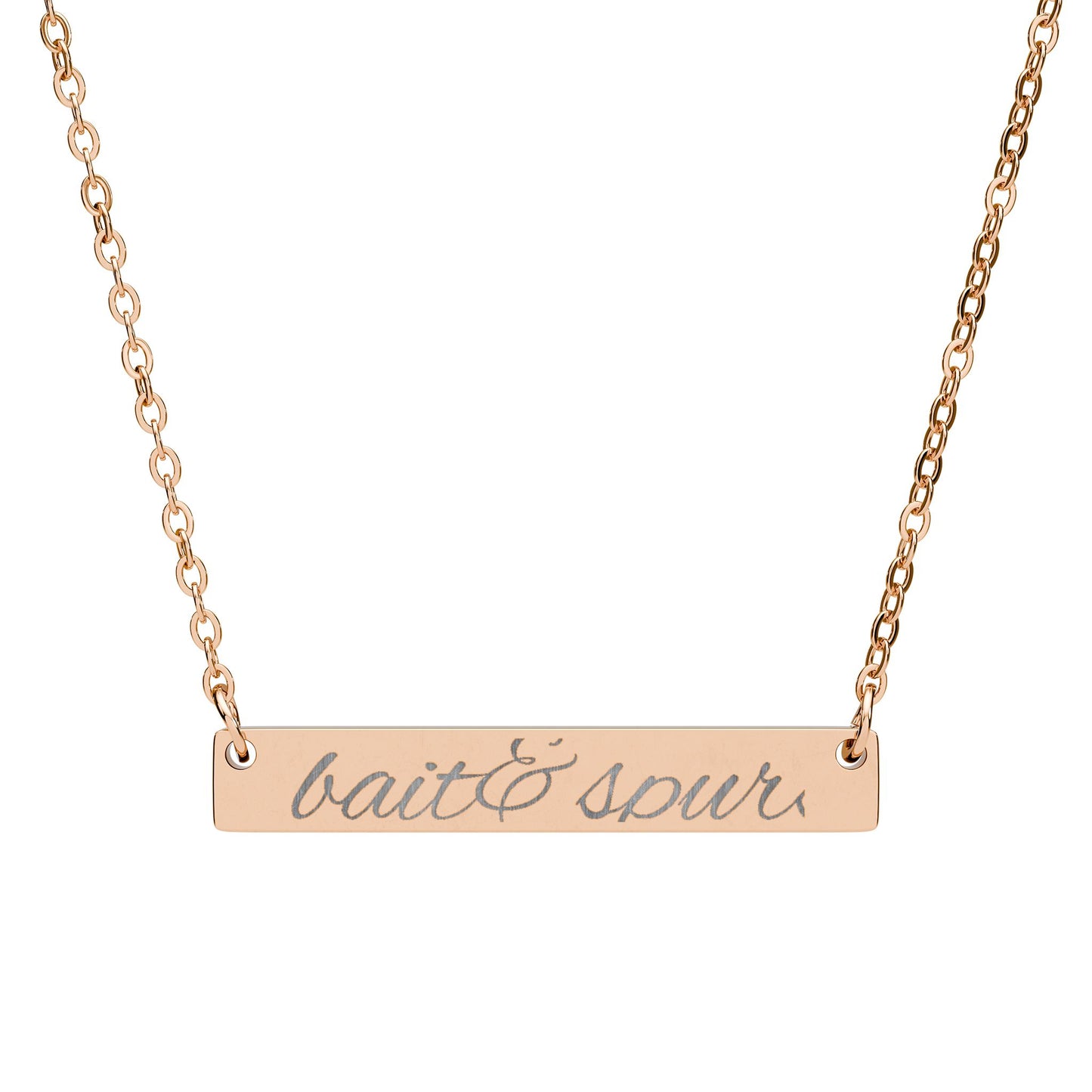 Engraved Horizontal Bar Necklace — Personalized Name & Message Pendant