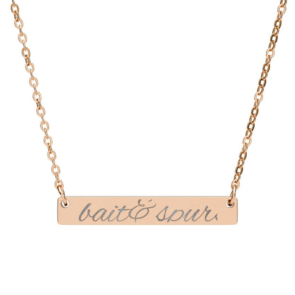 Engraved Horizontal Bar Necklace — Personalized Name & Message Pendant