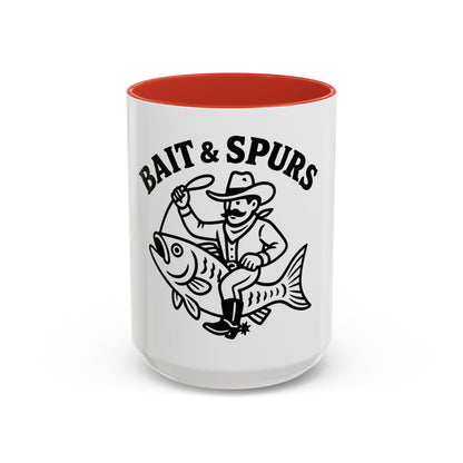 Bait & Spurs Coffee Mug — Cowboy Fishing Graphic Accent Mug (11/15oz)