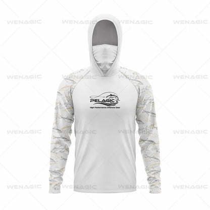 Pelagic Gear Fishing Shirts Upf 50 Long Sleeve Hooded Face Cover Camisa Pesca Quick Dry UV Protection Fishing Face Mask Clothes