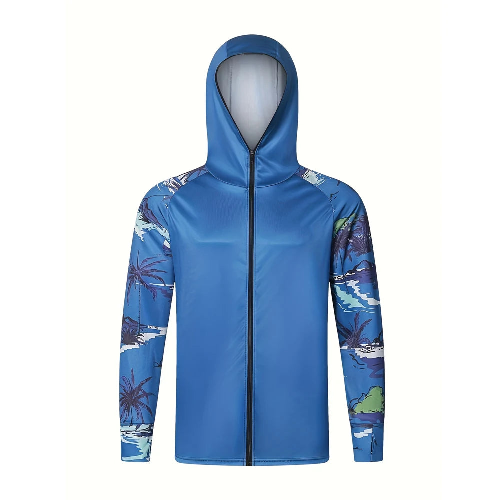 Anti-UV UPF 50+ jacket Hiking Fishing Wear Zipper Hooded Jersey Long sleeved quick drying Fishing Clothes
