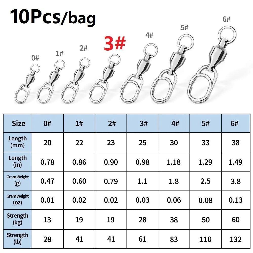 10Pcs Fishing Lure Bait Connector Stainless Steel High Quality Double Swivel Rings Oval Split Rings Fishing Tackle Accessories