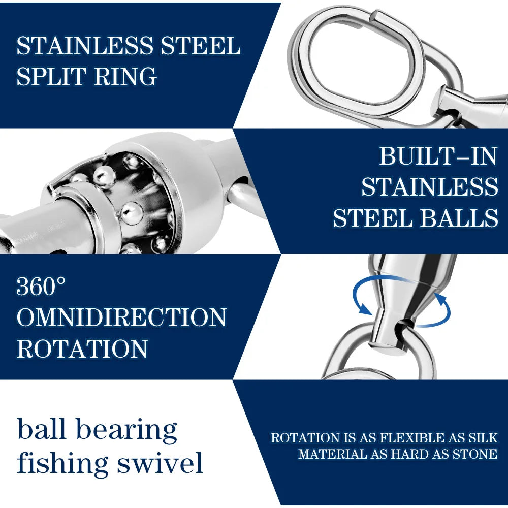 10Pcs Fishing Lure Bait Connector Stainless Steel High Quality Double Swivel Rings Oval Split Rings Fishing Tackle Accessories