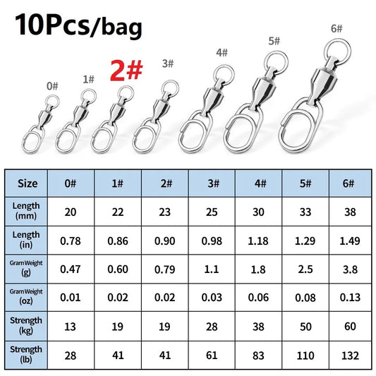 10Pcs Fishing Lure Bait Connector Stainless Steel High Quality Double Swivel Rings Oval Split Rings Fishing Tackle Accessories