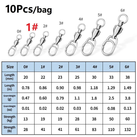 10Pcs Fishing Lure Bait Connector Stainless Steel High Quality Double Swivel Rings Oval Split Rings Fishing Tackle Accessories