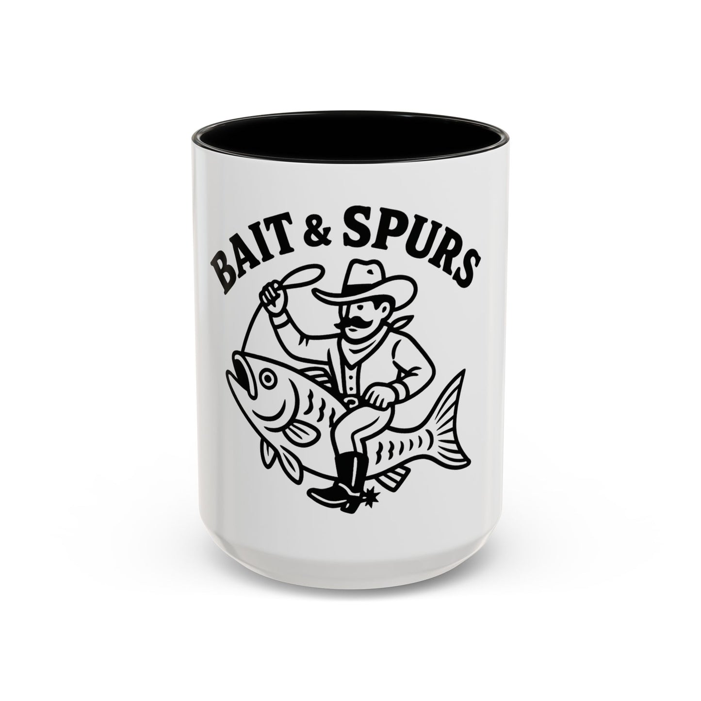 Bait & Spurs Coffee Mug — Cowboy Fishing Graphic Accent Mug (11/15oz)