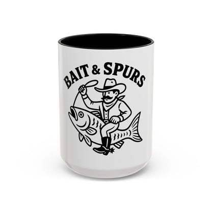 Bait & Spurs Coffee Mug — Cowboy Fishing Graphic Accent Mug (11/15oz)
