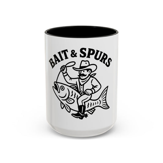 Bait & Spurs Coffee Mug — Cowboy Fishing Graphic Accent Mug (11/15oz)
