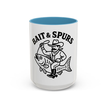 Bait & Spurs Coffee Mug — Cowboy Fishing Graphic Accent Mug (11/15oz)