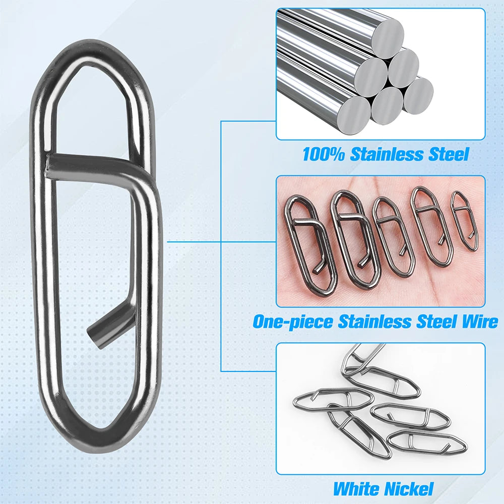 50Pcs Power Fishing Clips Fishing Speed Clips High Strength Fishing Lure Clips Stainless Steel Quick Change Fast Link Clip Snaps