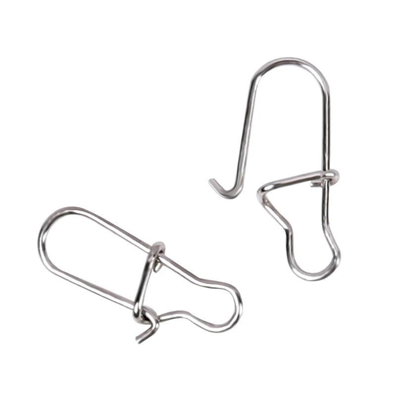 TSURINOYA Stainless Steel Fishing Snaps 50PCS Fastlock Clips Safety Pin Connector Accessories Tackle for Lures Hooks