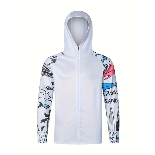 Anti-UV UPF 50+ jacket Hiking Fishing Wear Zipper Hooded Jersey Long sleeved quick drying Fishing Clothes