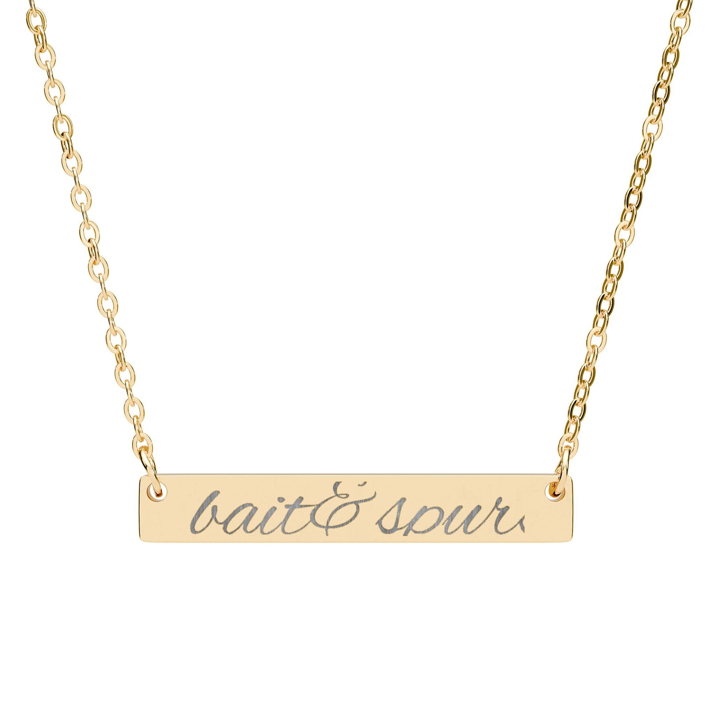 Engraved Horizontal Bar Necklace — Personalized Name & Message Pendant