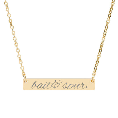 Engraved Horizontal Bar Necklace — Personalized Name & Message Pendant