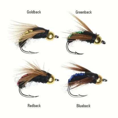 5 or 10PCS Fishing Grubs Artificial Insects Lures Fast Sinking Brass Bead Head Scud Fly Worm Trout Fishing Bait