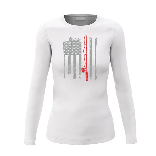 Fishing Rod American Flag Women Long Sleeve Shirt