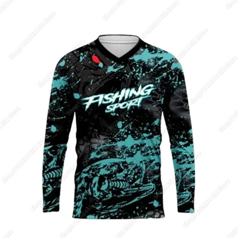 Summer Fishing Shirt Men Sun Uv Protection Fishing Clothes Outdoor Long Sleeve Fishing T-shirt Breathable Jersey Camisa De Pesca