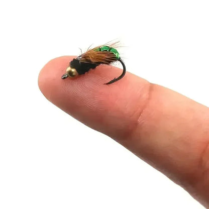 5 or 10PCS Fishing Grubs Artificial Insects Lures Fast Sinking Brass Bead Head Scud Fly Worm Trout Fishing Bait
