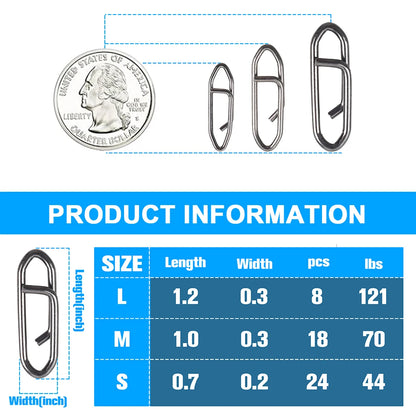 50Pcs Power Fishing Clips Fishing Speed Clips High Strength Fishing Lure Clips Stainless Steel Quick Change Fast Link Clip Snaps